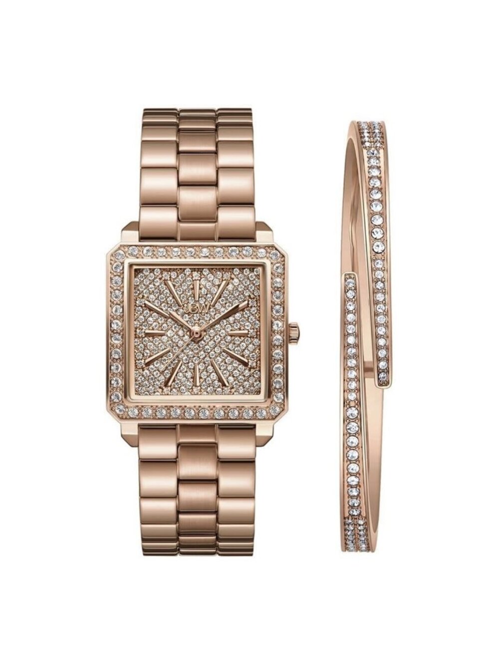 NWT JBW Cristal 28 Jewelry Set Rose Gold-tone Dial Ladies Watch